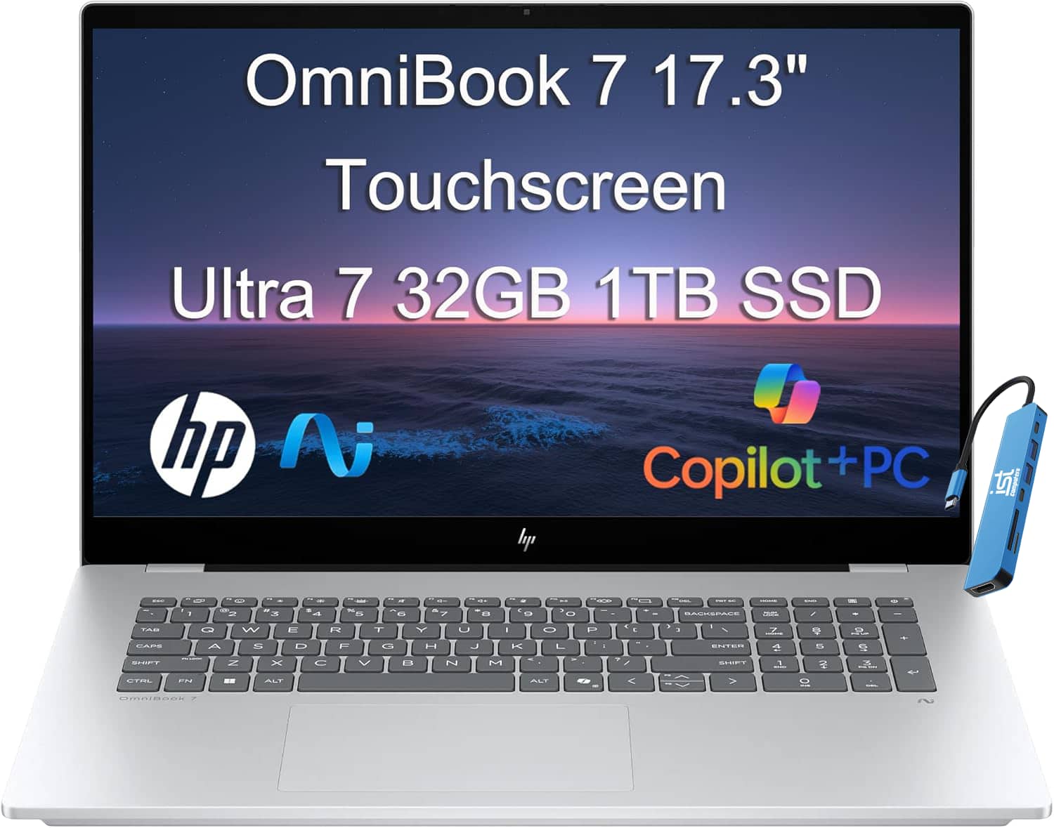 HP OmniBook 7 17-DC0373 Intel Core Ultra 7 258V 1TB SSD 32GB Ram Ddr5 5600Mhz 17.3" Full HD TOUCHSCREEN Teclado Retroiluminado SILVER